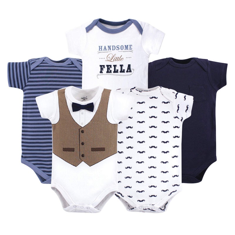 Little Treasure Unisex Baby Cotton Bodysuits, Handsome Fella Short-Sleeve, 18-24 Months